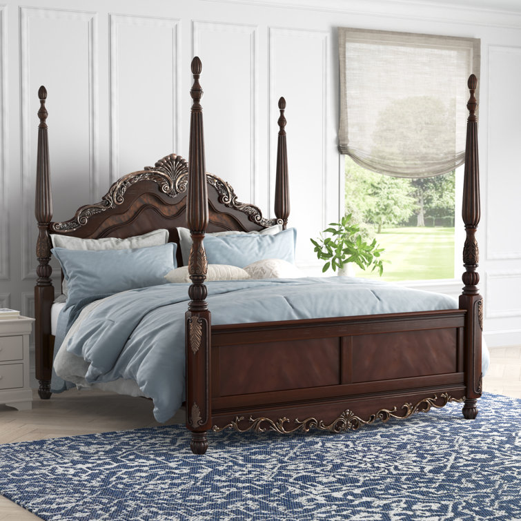Lark Manor Ceja Solid Wood Four Poster Configurable Bedroom Set